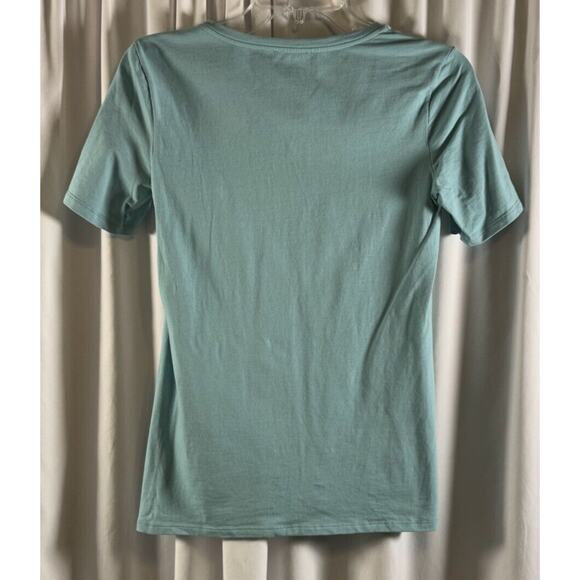United Colors of Benneton Logo T-Shirt Teal Mist S Minimalist 72-42 - Picture 8 of 10